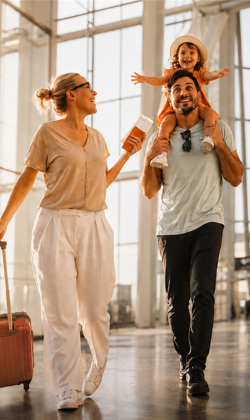 Familia viajando Banco itaú Colombia